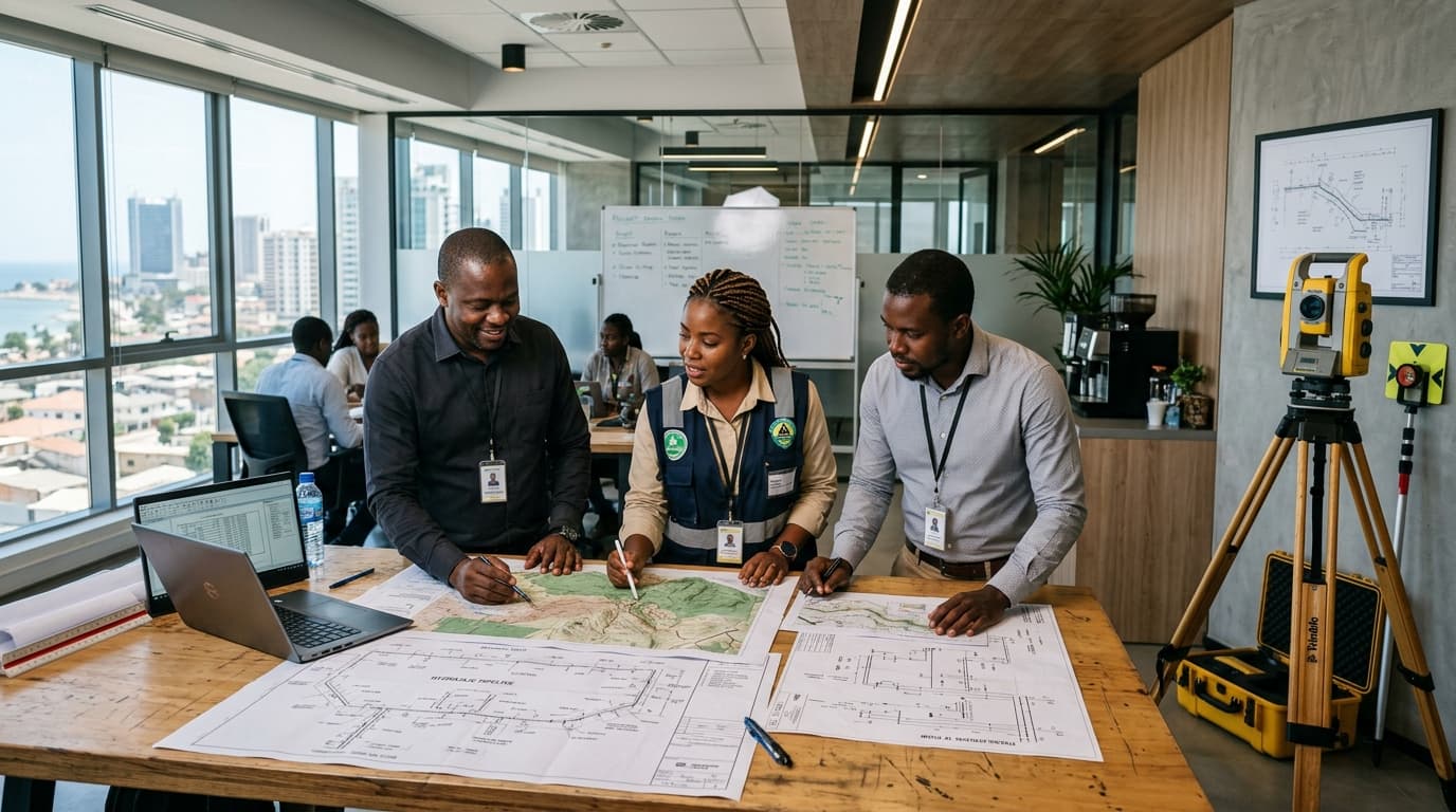 Equipa técnica multidisciplinar em coordenação de projectos de engenharia